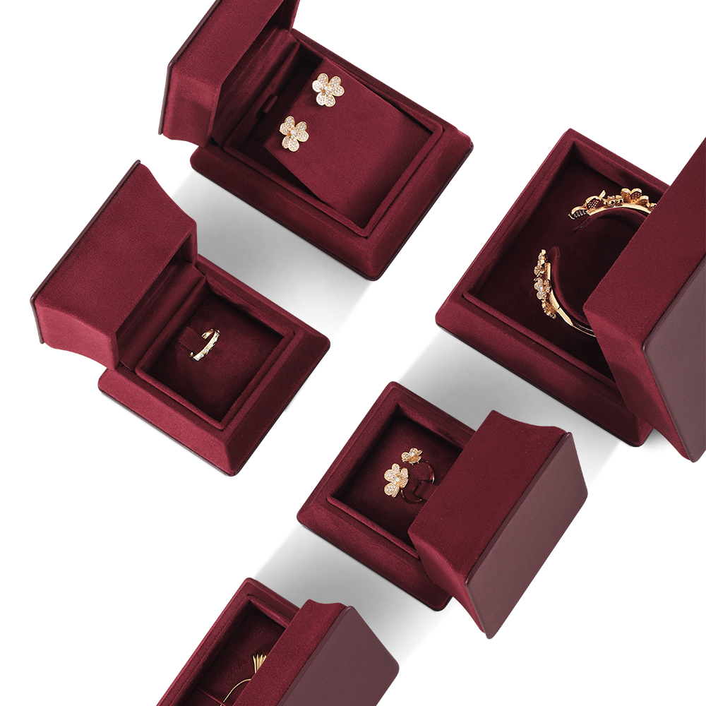 Yinbeini Velvet Slim Waist Red Bracelet Box Jewelry Packaging Box Jade Pearl Box H015