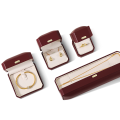 Yinbeini PU Leather Domed Octagonal Red Ring Box Necklace Gift Box Fashion Jewelry Storage Box H017