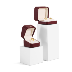 Yinbeini PU Leather Domed Octagonal Red Ring Box Necklace Gift Box Fashion Jewelry Storage Box H017