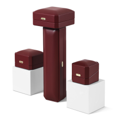 Yinbeini PU Leather Domed Octagonal Red Ring Box Necklace Gift Box Fashion Jewelry Storage Box H017