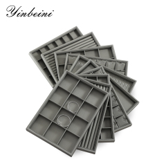 Yinbeini Stackable Ring Earrings Necklace Bracelet Storage Tray PU Leather Jewelry Organizer Tray With Cover Jewel Accessories Storage P001