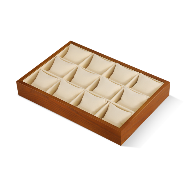 Yinbeini solid wood Fraxinus mandshurica watch tray watch box watch jewelry collection arrangement tray watch storage display tray12-grid pillow tray P003
