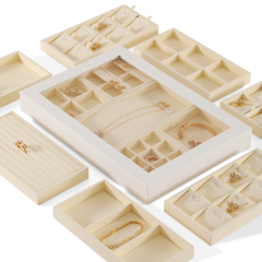 Yinbeini Microfiber Ring Earring Necklace Bracelet Display Case with Cover Jewelry Storage Tray Jewelry Organizer Tray Drawer P012