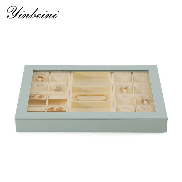 Yinbeini Microfiber Ring Earring Necklace Bracelet Display Case with Cover Jewelry Storage Tray Jewelry Organizer Tray Drawer P012