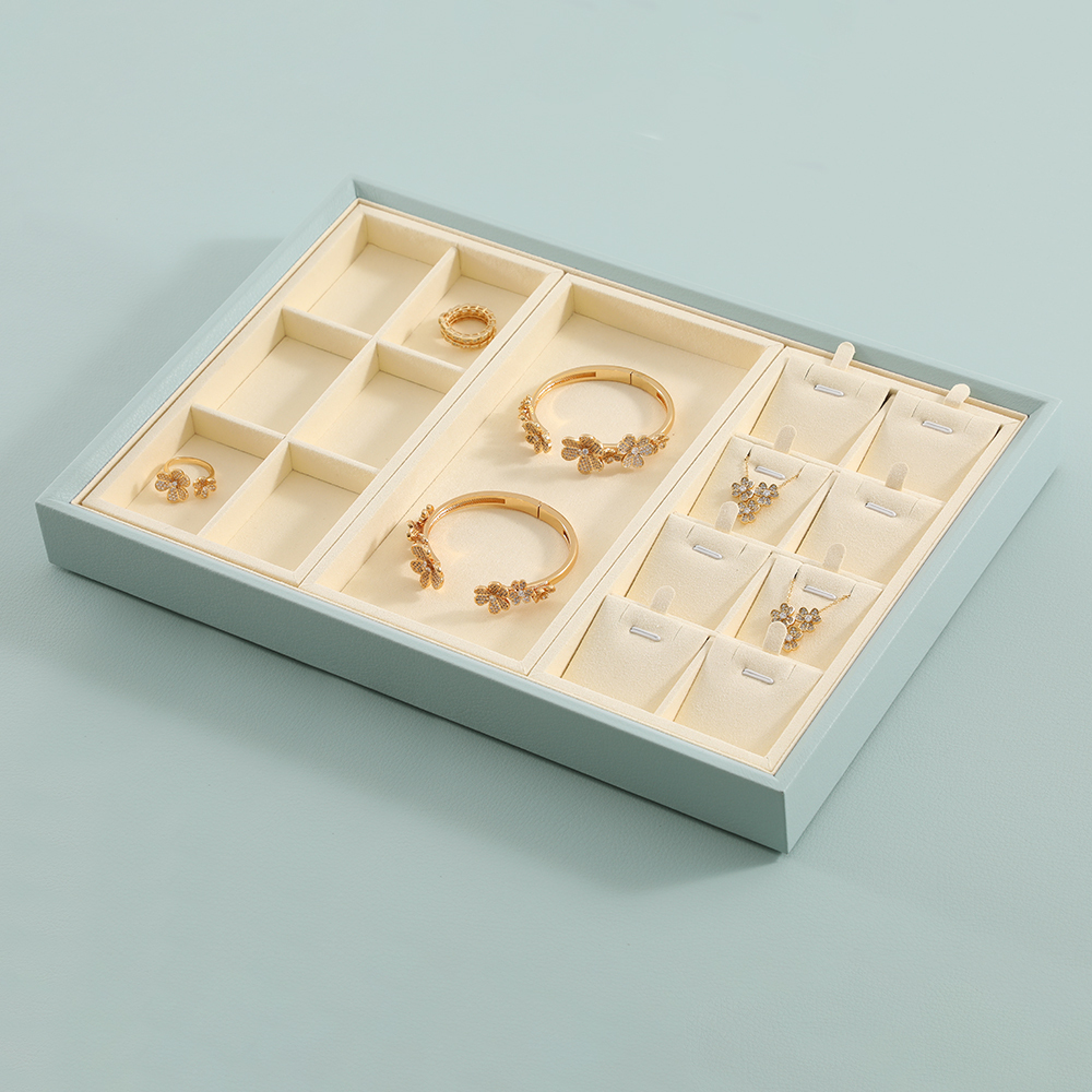 Yinbeini Microfiber Ring Earring Necklace Bracelet Display Case with Cover Jewelry Storage Tray Jewelry Organizer Tray Drawer P012