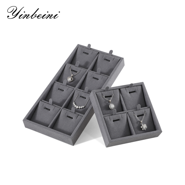 Yinbeini Ring Earring  Bracelet Necklace Display Case with Cover Tray Drawer Jewelry Storage Tray Microfiber Jewelry Organizer P013