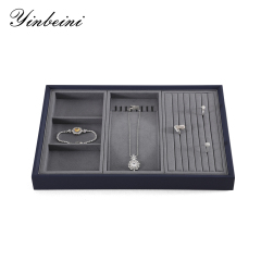 Yinbeini Ring Earring  Bracelet Necklace Display Case with Cover Tray Drawer Jewelry Storage Tray Microfiber Jewelry Organizer P013