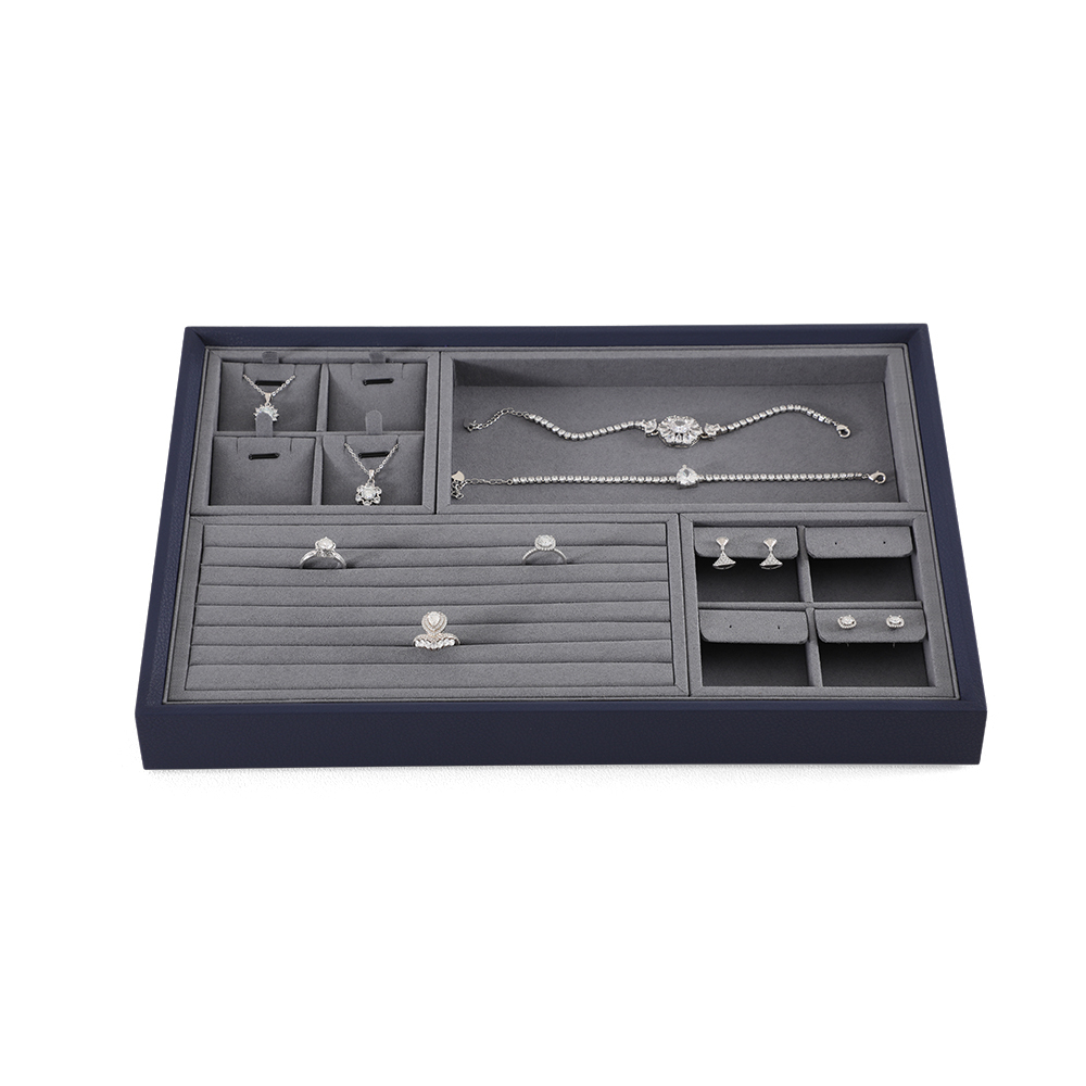 Yinbeini Ring Earring  Bracelet Necklace Display Case with Cover Tray Drawer Jewelry Storage Tray Microfiber Jewelry Organizer P013