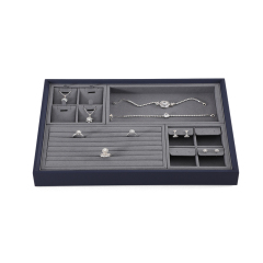 Yinbeini Ring Earring  Bracelet Necklace Display Case with Cover Tray Drawer Jewelry Storage Tray Microfiber Jewelry Organizer P013