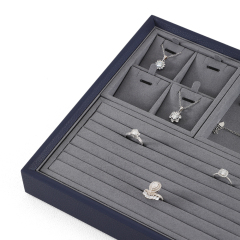 Yinbeini Ring Earring  Bracelet Necklace Display Case with Cover Tray Drawer Jewelry Storage Tray Microfiber Jewelry Organizer P013