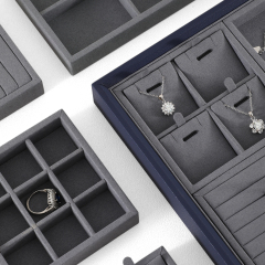 Yinbeini Ring Earring  Bracelet Necklace Display Case with Cover Tray Drawer Jewelry Storage Tray Microfiber Jewelry Organizer P013