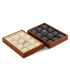 Yinbeini solid wood Fraxinus mandshurica watch tray watch box watch jewelry collection arrangement tray watch storage display tray12-grid pillow tray P003