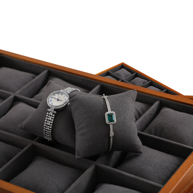 Yinbeini solid wood Fraxinus mandshurica watch tray watch box watch jewelry collection arrangement tray watch storage display tray12-grid pillow tray P003