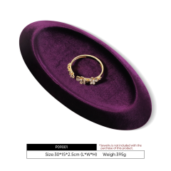 Yinbeini Velvet Material Outward-Sloping Oval Plate Display Tray For Pendants and Bracelets Jewelry Storage Display Tray P090