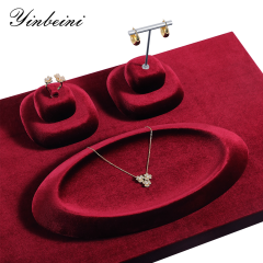 Yinbeini Velvet Material Outward-Sloping Oval Plate Display Tray For Pendants and Bracelets Jewelry Storage Display Tray P090