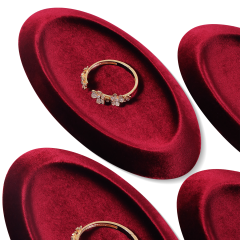 Yinbeini Velvet Material Outward-Sloping Oval Plate Display Tray For Pendants and Bracelets Jewelry Storage Display Tray P090