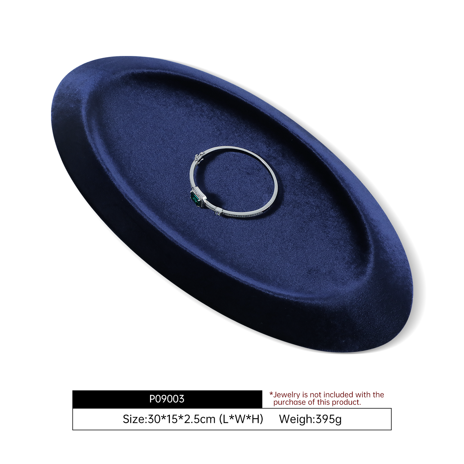 Yinbeini Velvet Material Outward-Sloping Oval Plate Display Tray For Pendants and Bracelets Jewelry Storage Display Tray P090