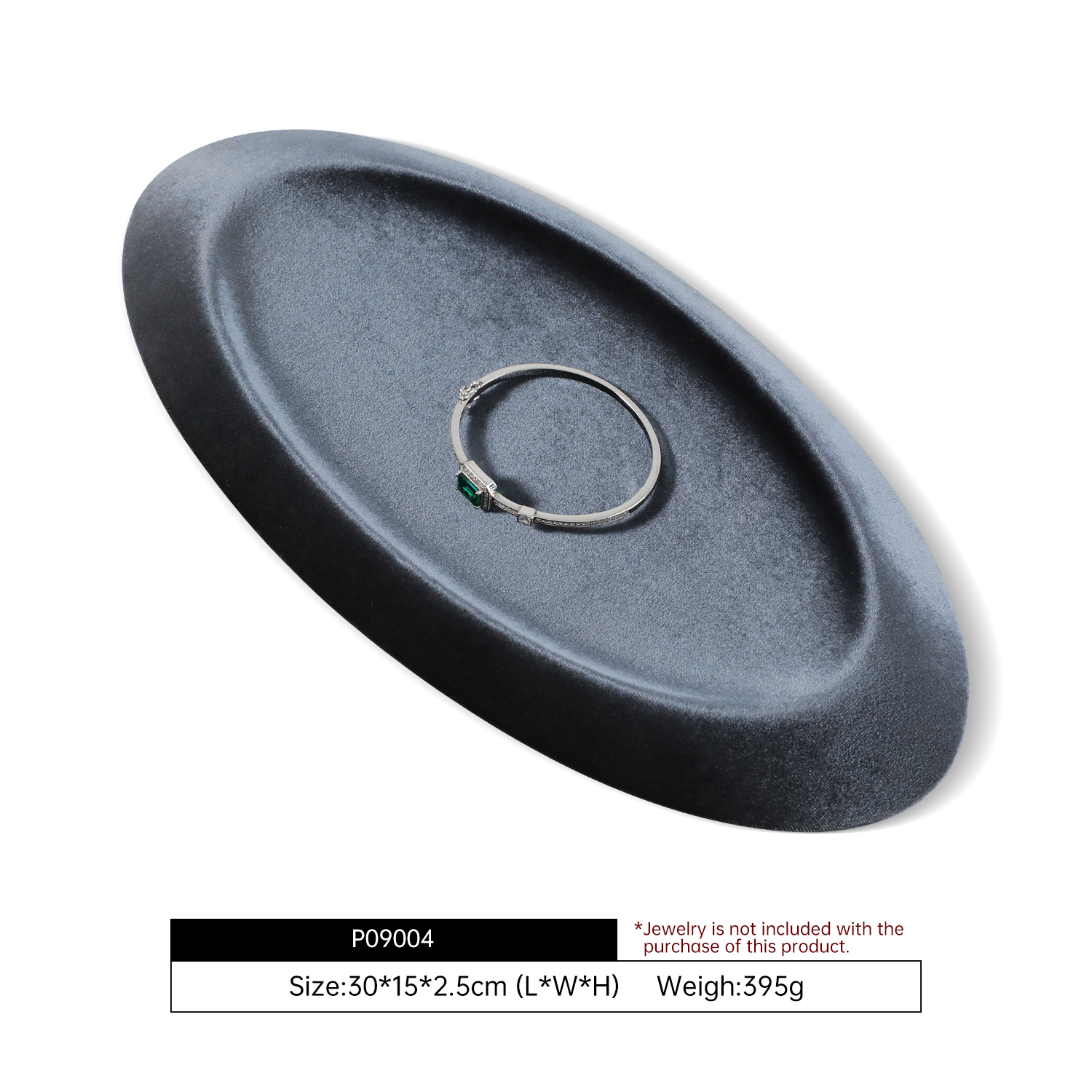 Yinbeini Velvet Material Outward-Sloping Oval Plate Display Tray For Pendants and Bracelets Jewelry Storage Display Tray P090