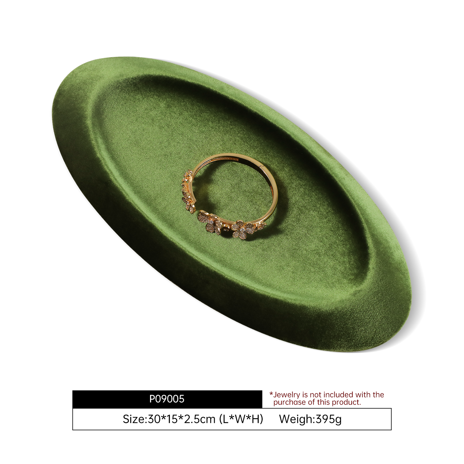 Yinbeini Velvet Material Outward-Sloping Oval Plate Display Tray For Pendants and Bracelets Jewelry Storage Display Tray P090