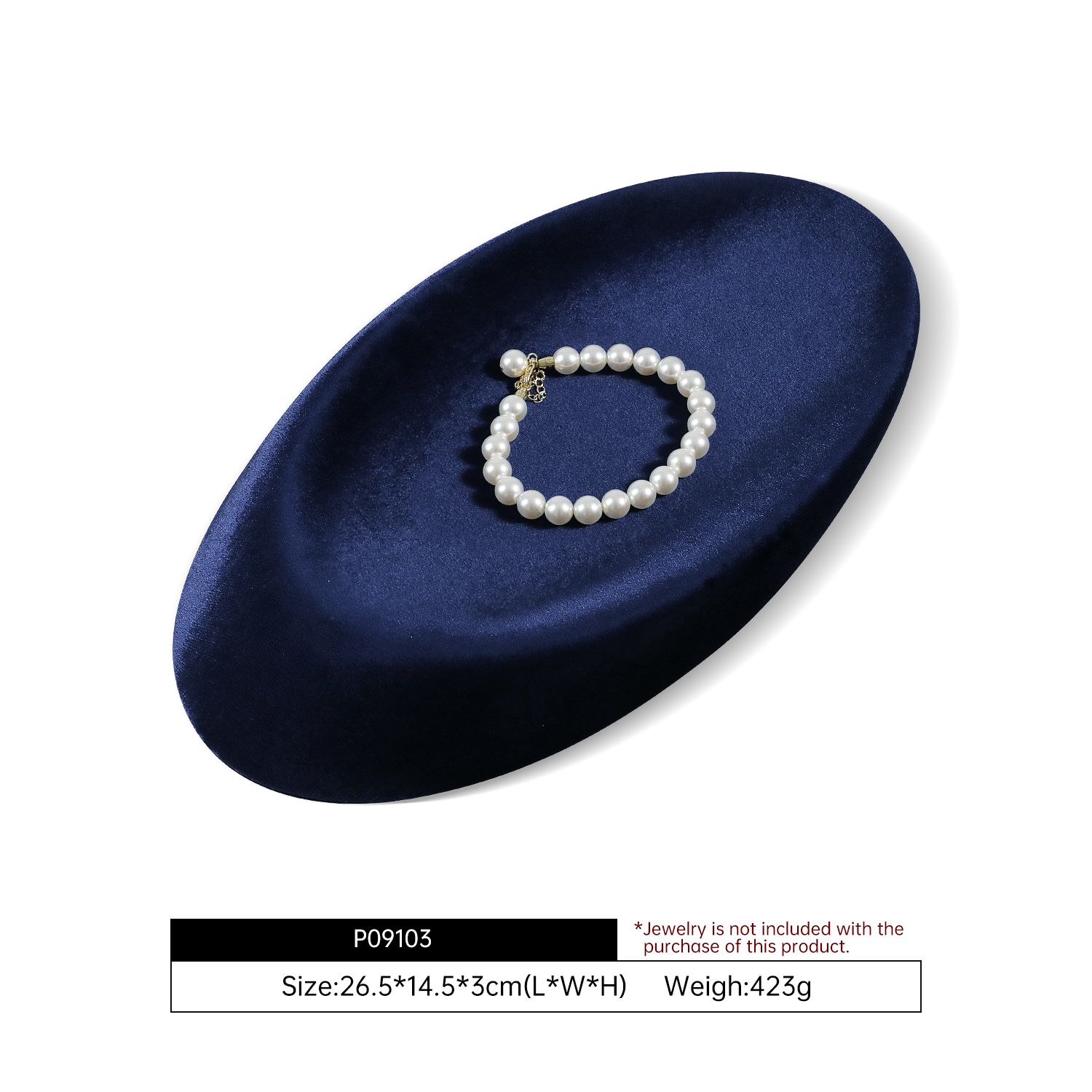 Yinbeini Quadrilateral Oval Disc Necklace Crystal Bracelet Creative Design  Velvet Display Plate Prop P091