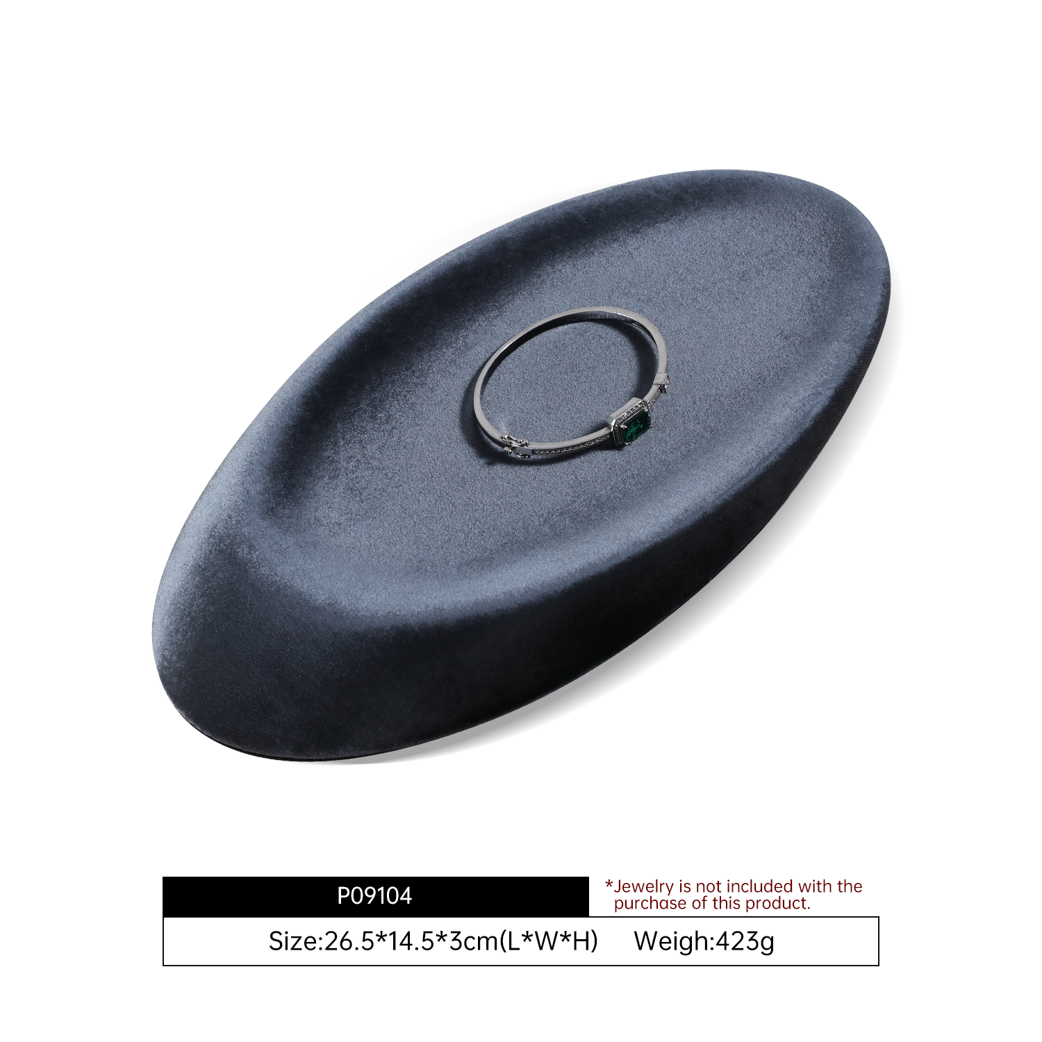Yinbeini Quadrilateral Oval Disc Necklace Crystal Bracelet Creative Design  Velvet Display Plate Prop P091