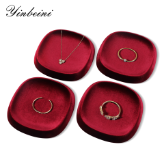 Yinbeini Velvet Square and Round Outward-Sloping Ring Display Tray High-End Diamond Jewelry Storage Tray P092