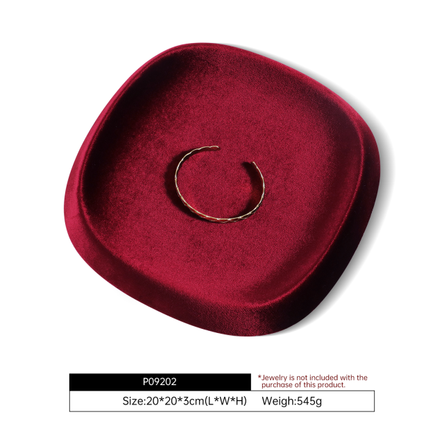 Yinbeini Velvet Square and Round Outward-Sloping Ring Display Tray High-End Diamond Jewelry Storage Tray P092