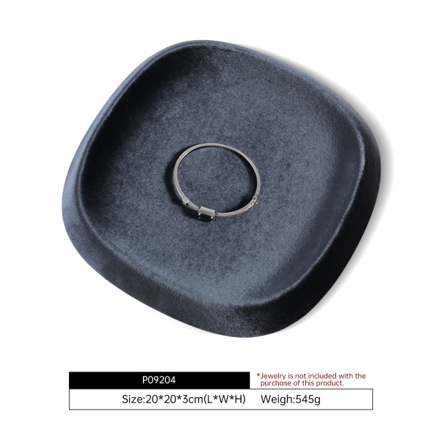 Yinbeini Velvet Square and Round Outward-Sloping Ring Display Tray High-End Diamond Jewelry Storage Tray P092