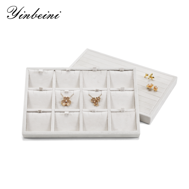 Yinbeini Velvet Jewelry Tray Drawers Organizer Plate Multi-Compartment Storage for Earrings Ring Necklace Bracelets Watch P093
