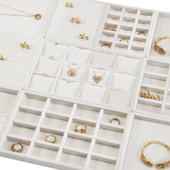 Yinbeini Velvet Jewelry Tray Drawers Organizer Plate Multi-Compartment Storage for Earrings Ring Necklace Bracelets Watch P093