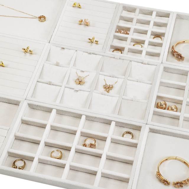 Yinbeini Velvet Jewelry Tray Drawers Organizer Plate Multi-Compartment Storage for Earrings Ring Necklace Bracelets Watch P093