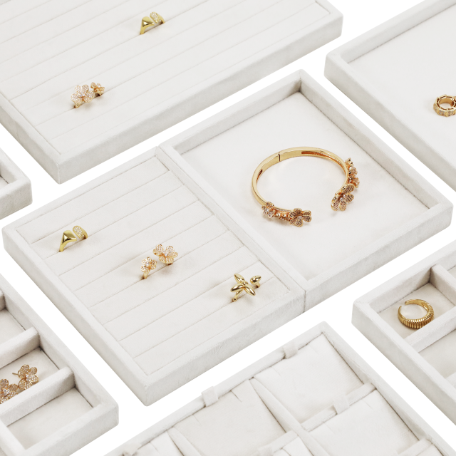 Yinbeini Velvet Jewelry Tray Drawers Organizer Plate Multi-Compartment Storage for Earrings Ring Necklace Bracelets Watch P093