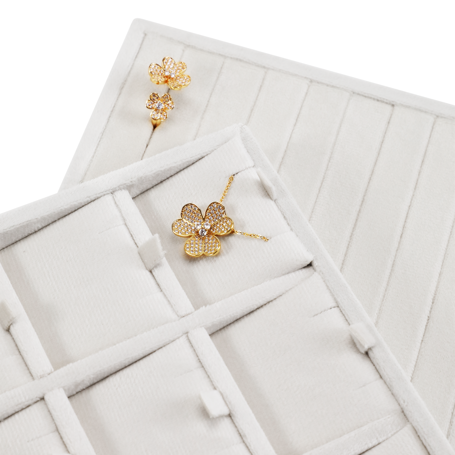 Yinbeini Velvet Jewelry Tray Drawers Organizer Plate Multi-Compartment Storage for Earrings Ring Necklace Bracelets Watch P093