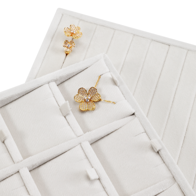 Yinbeini Velvet Jewelry Tray Drawers Organizer Plate Multi-Compartment Storage for Earrings Ring Necklace Bracelets Watch P093