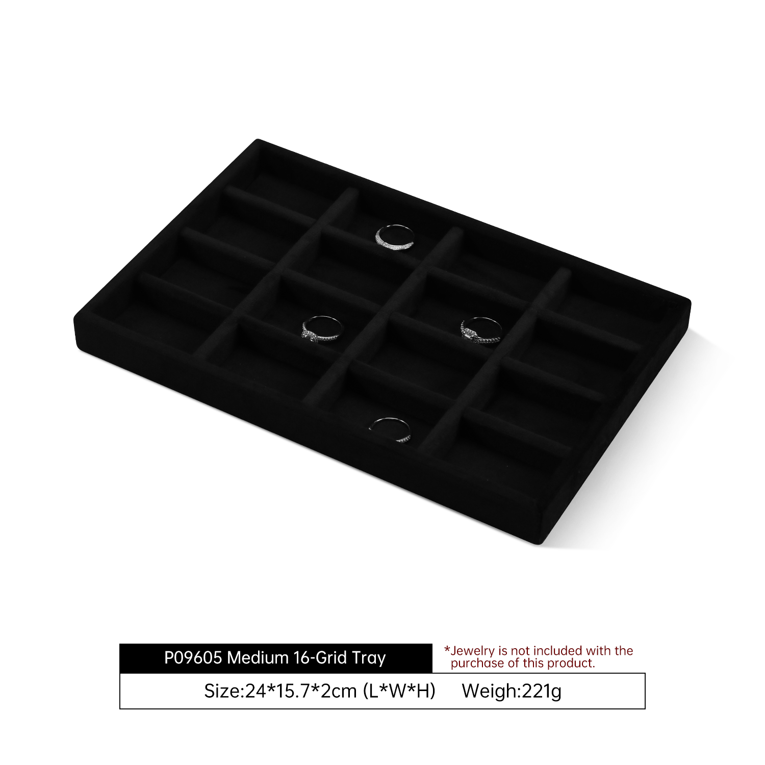 Yinbeini Velvet Jewelry Tray Drawers Organizer Plate Multi-Compartment Storage for Earrings Ring Necklace Bracelets Watch P093