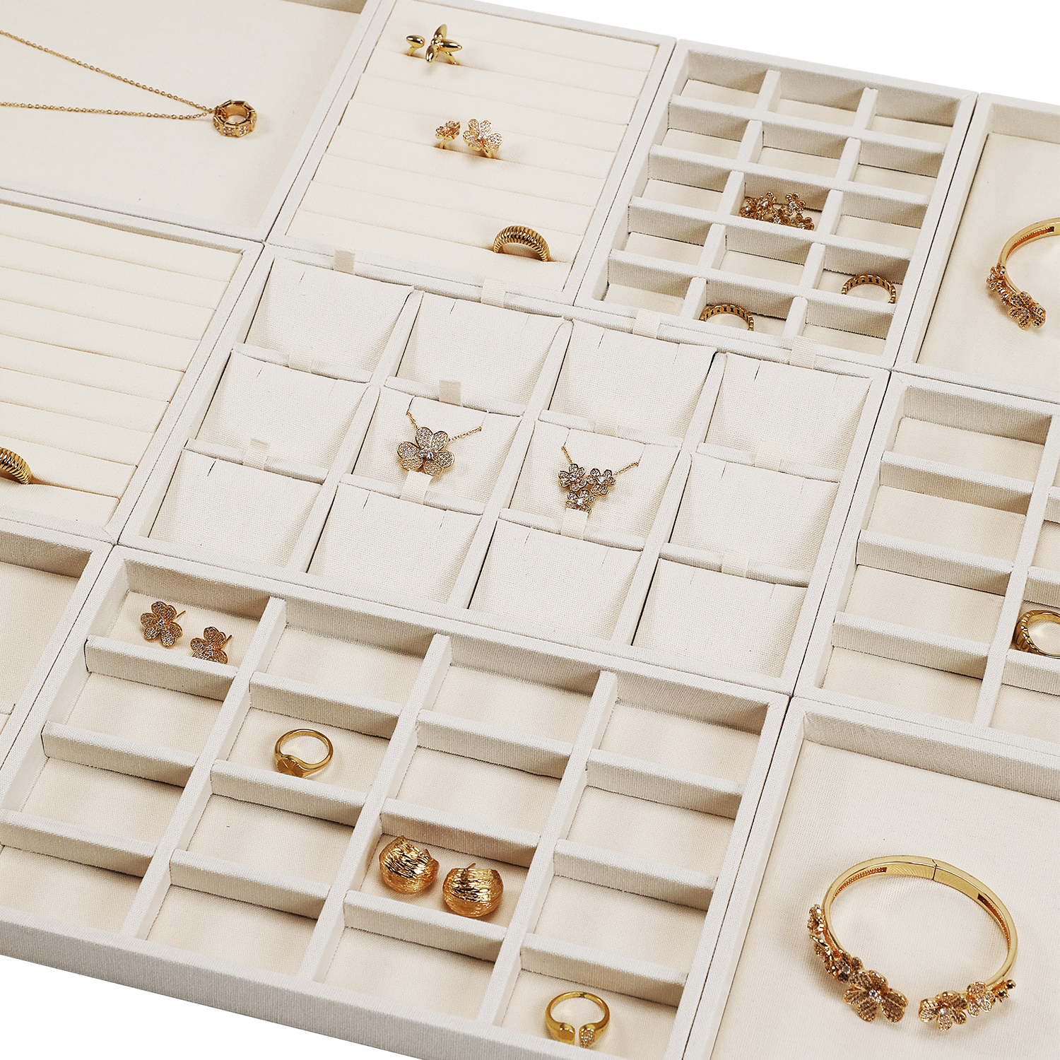 Yinbeini Linen Jewelry Display Tray Storage Organizer Rings Necklace Bracelet Showcase Plate Holder P097