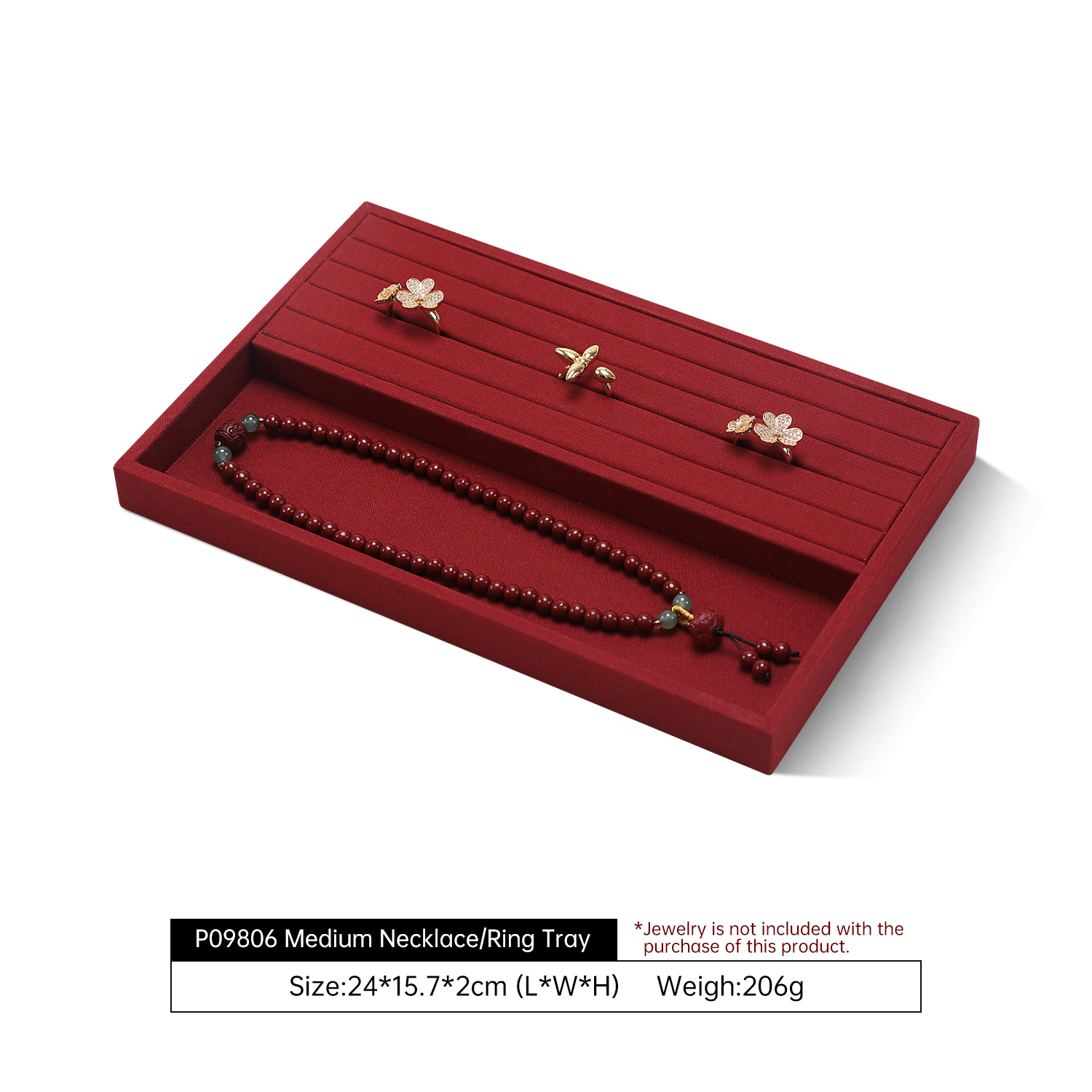 Yinbeini Linen Jewelry Display Tray Storage Organizer Rings Necklace Bracelet Showcase Plate Holder P097