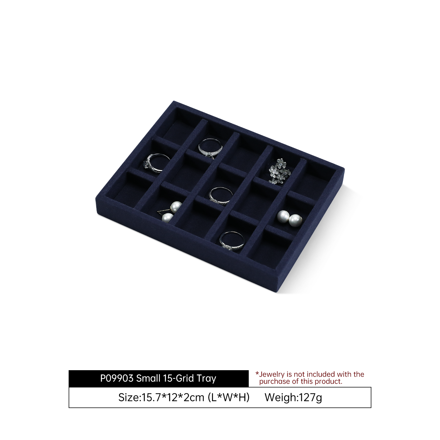 Yinbeini Linen Jewelry Display Tray Storage Organizer Rings Necklace Bracelet Showcase Plate Holder P097