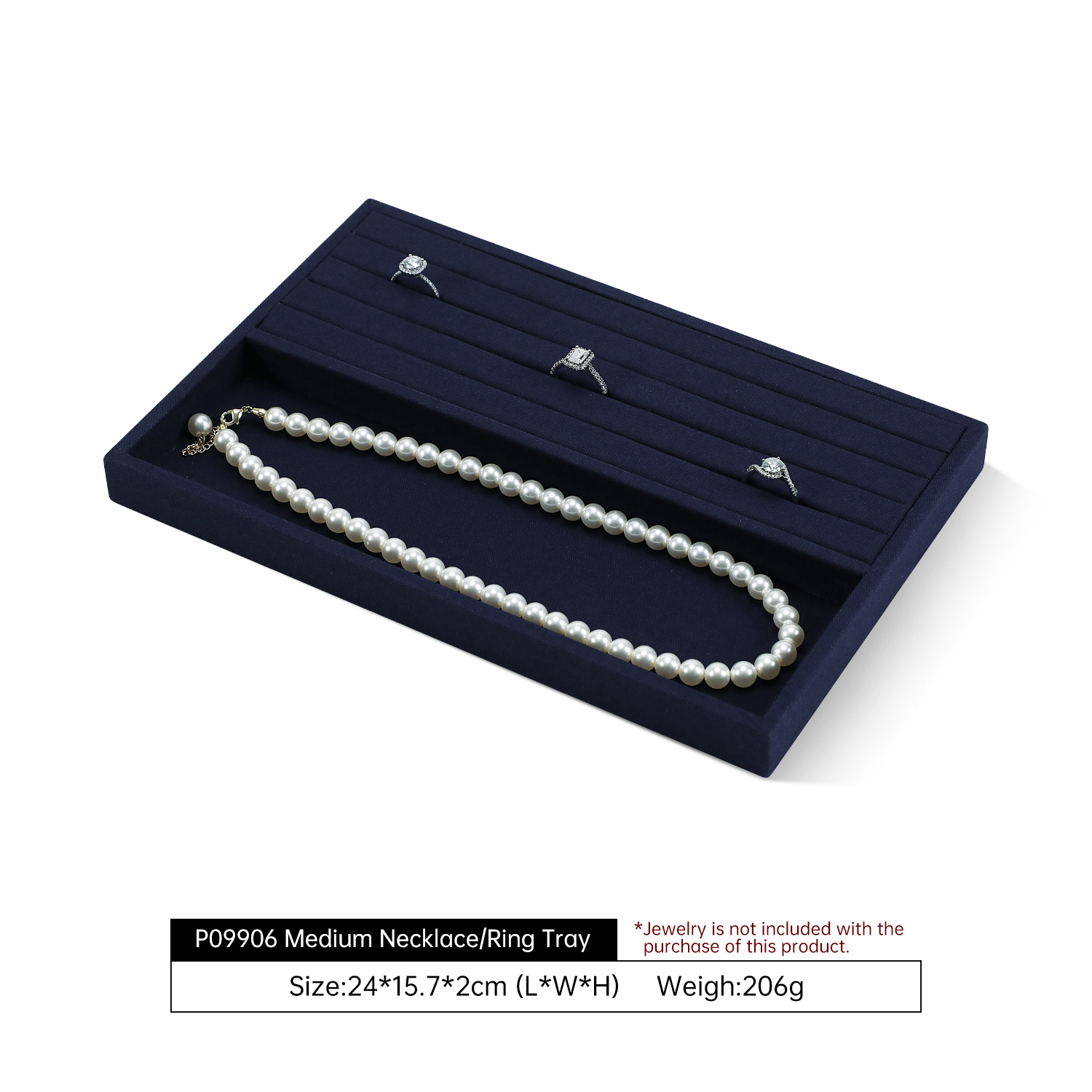 Yinbeini Linen Jewelry Display Tray Storage Organizer Rings Necklace Bracelet Showcase Plate Holder P097