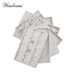 Yinbeini Cotton-Linen Jewelry Display Tray Ring Necklace Earrings Bracelet Brooches Storage Organizer Countertop Display P100