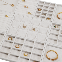 Yinbeini Cotton-Linen Jewelry Display Tray Ring Necklace Earrings Bracelet Brooches Storage Organizer Countertop Display P100