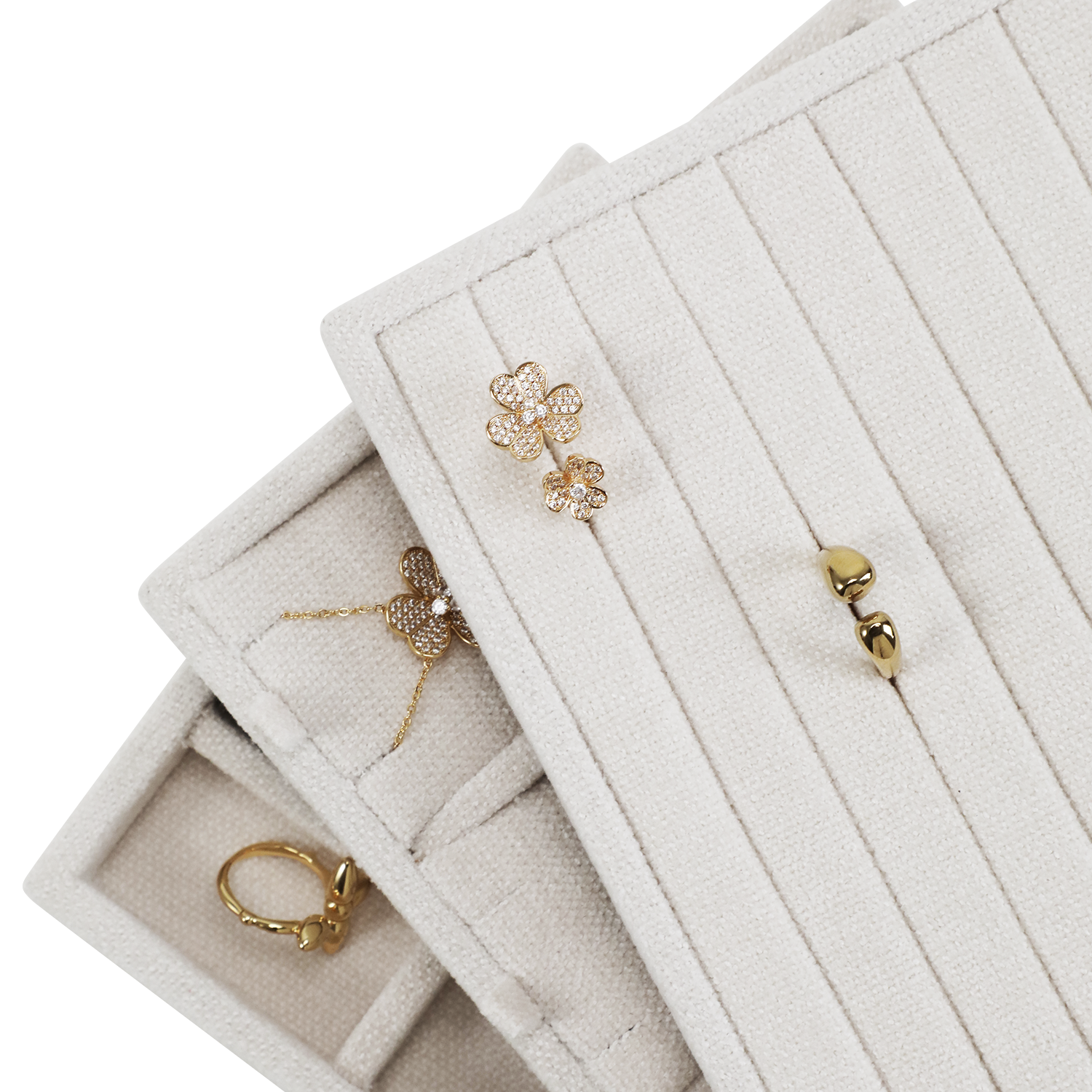 Yinbeini Cotton-Linen Jewelry Display Tray Ring Necklace Earrings Bracelet Brooches Storage Organizer Countertop Display P100