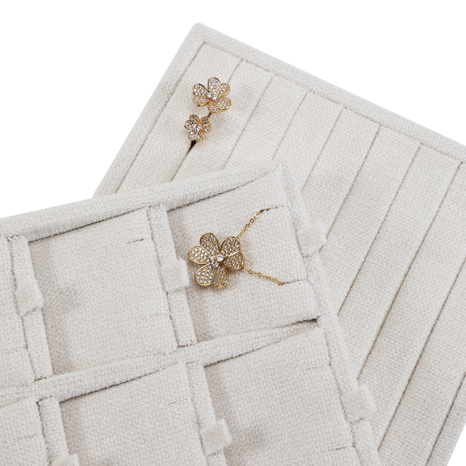 Yinbeini Cotton-Linen Jewelry Display Tray Ring Necklace Earrings Bracelet Brooches Storage Organizer Countertop Display P100