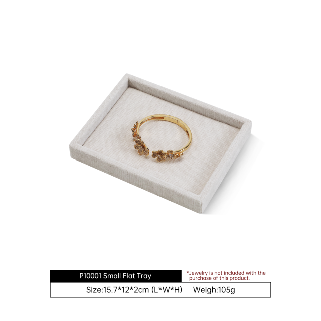 Yinbeini Cotton-Linen Jewelry Display Tray Ring Necklace Earrings Bracelet Brooches Storage Organizer Countertop Display P100