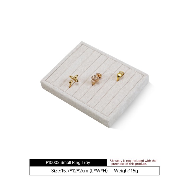 Yinbeini Cotton-Linen Jewelry Display Tray Ring Necklace Earrings Bracelet Brooches Storage Organizer Countertop Display P100