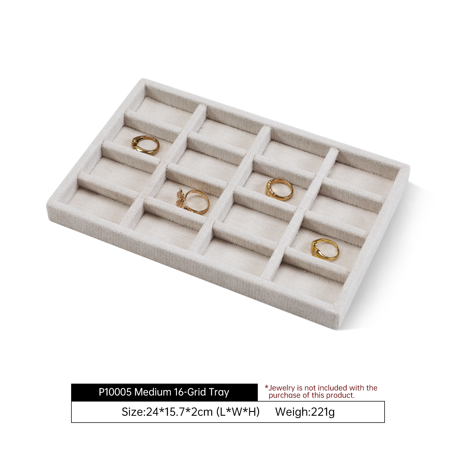 Yinbeini Cotton-Linen Jewelry Display Tray Ring Necklace Earrings Bracelet Brooches Storage Organizer Countertop Display P100