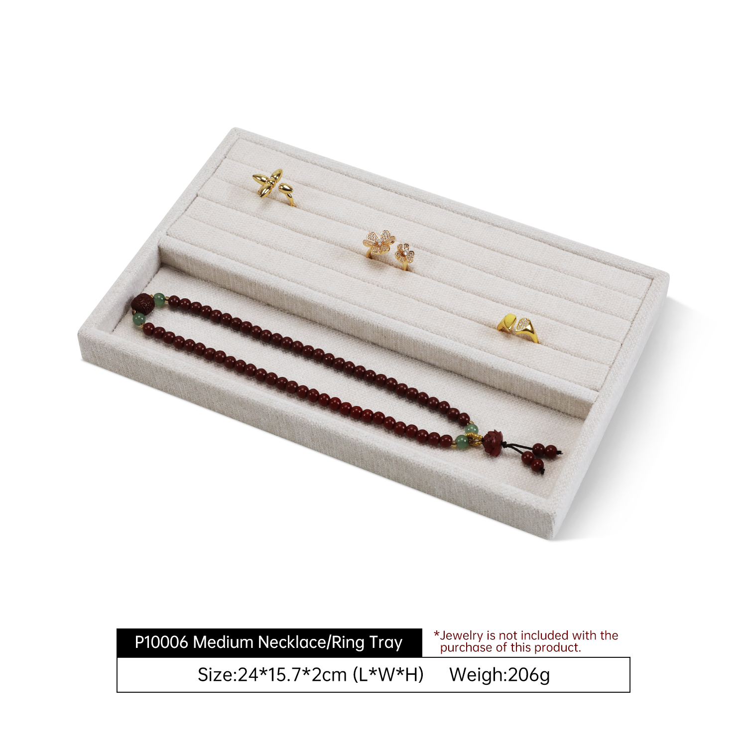 Yinbeini Cotton-Linen Jewelry Display Tray Ring Necklace Earrings Bracelet Brooches Storage Organizer Countertop Display P100