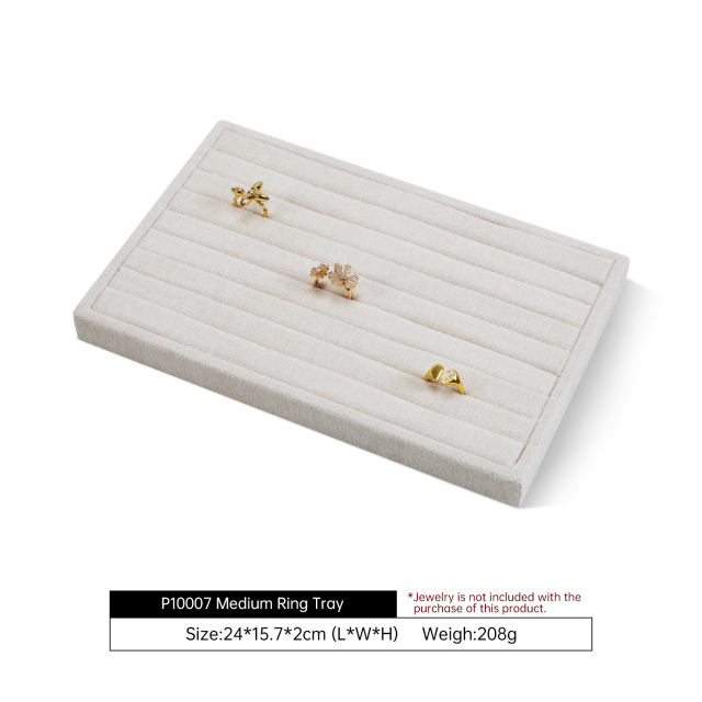 Yinbeini Cotton-Linen Jewelry Display Tray Ring Necklace Earrings Bracelet Brooches Storage Organizer Countertop Display P100