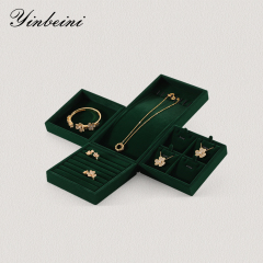 Yinbeini Professional Jewelry Display Tray High Grade Solid Wood and Microfiber Material for Window Display Counter Decoration P017