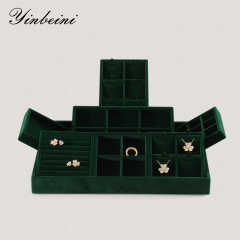 Yinbeini Professional Jewelry Display Tray High Grade Solid Wood and Microfiber Material for Window Display Counter Decoration P017
